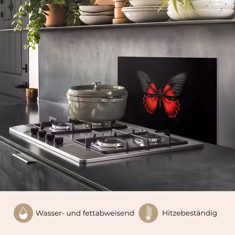 Vlinder - Rood - Contrast keuken achterwand spatscherm klein -usp_DE