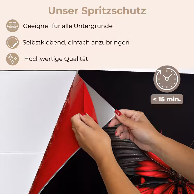 Vlinder - Rood - Contrast keuken achterwand spatscherm klein -spatscherm_DE
