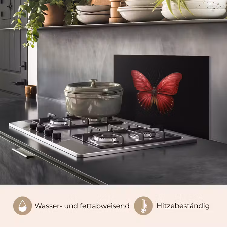 Vlinder - Rood - Minimalistisch keuken achterwand spatscherm klein -usp_DE