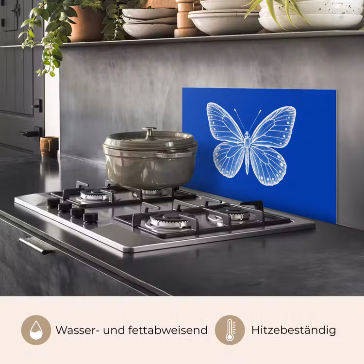 Vlinder - Wit - Getekend - Stippen keuken achterwand spatscherm klein -usp_DE
