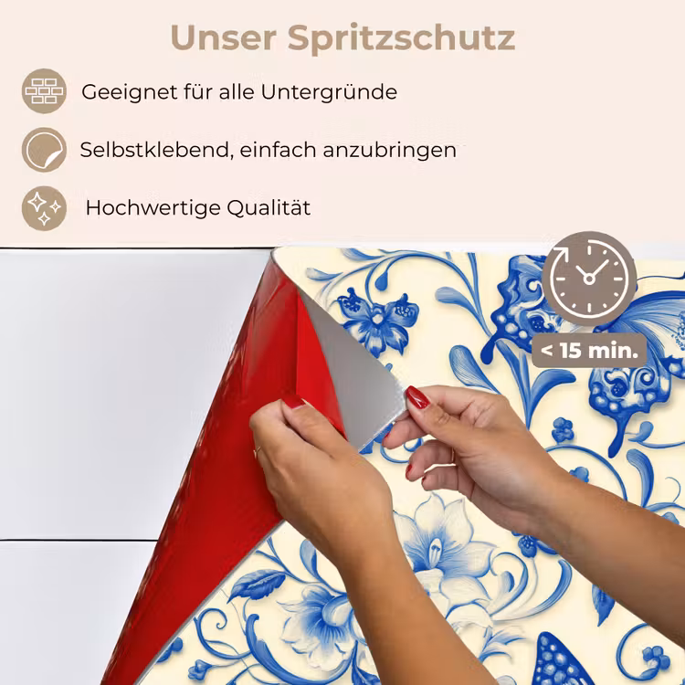 Vlinders - Bloemen - Blauw - Botanisch keuken achterwand spatscherm klein 900 -spatscherm_DE