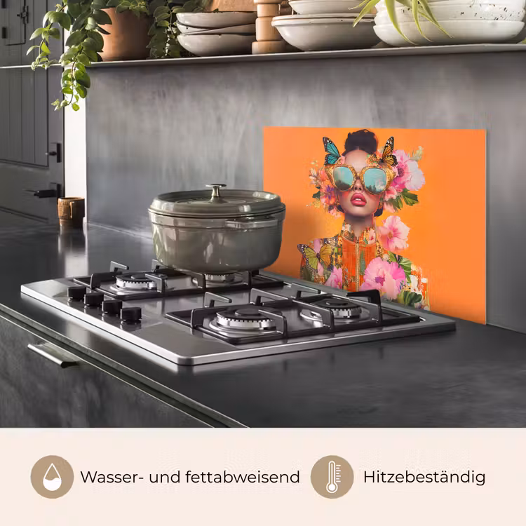 Vlinders - Vrouw - Zonnebril - Kleurrijk keuken achterwand spatscherm klein -usp_DE