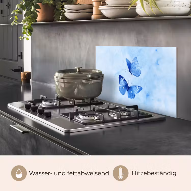 Vlinders - Sierlijk - Blauw keuken achterwand spatscherm klein -usp_DE