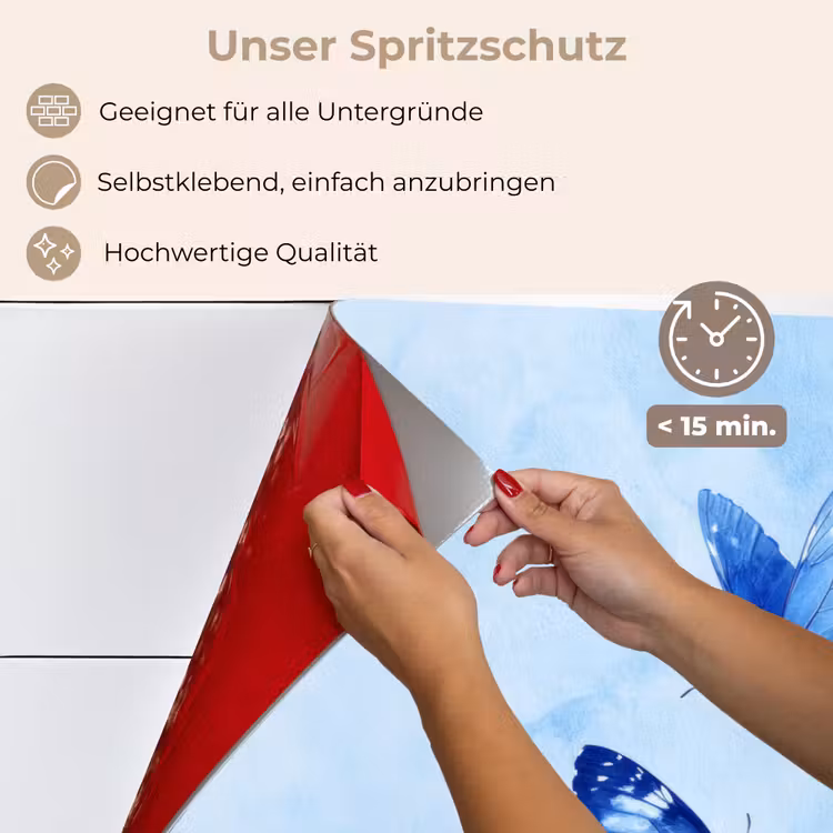 Vlinders - Sierlijk - Blauw keuken achterwand spatscherm klein -spatscherm_DE