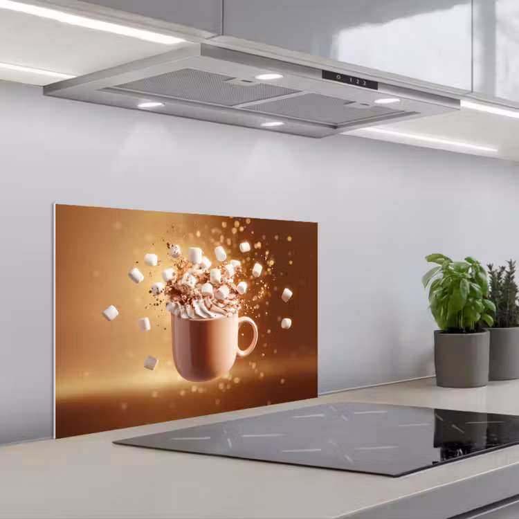Chocomelk - Drinken - Warm - Bruin keuken achterwand spatscherm klein -3d_schuin