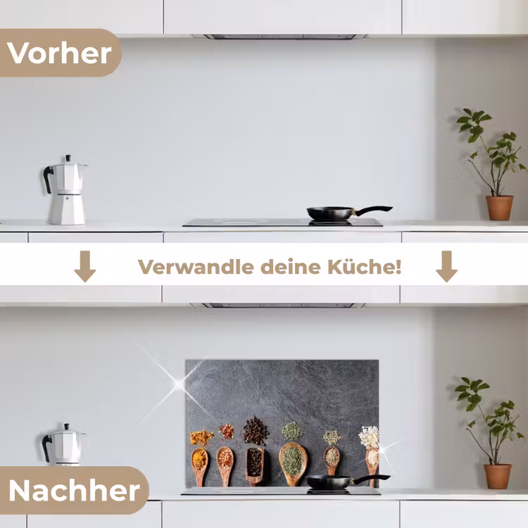 Pollepel - Kruiden - Specerijen - Industrieel keuken achterwand spatscherm klein -voor_na_DE