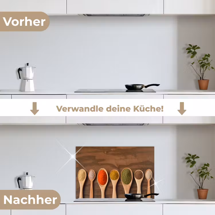 Pollepel - Kruiden - Eten - Specerijen - Tafel keuken achterwand spatscherm klein -voor_na_DE