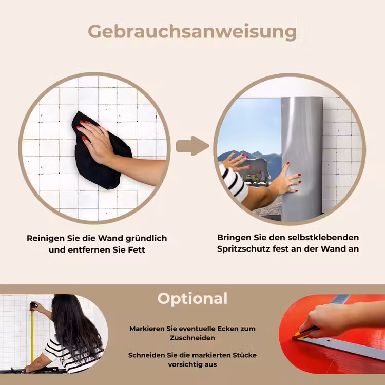 Schotse hooglander - Licht - Berg - Natuur keuken achterwand spatscherm klein -gebruiksaanwijzing_DE