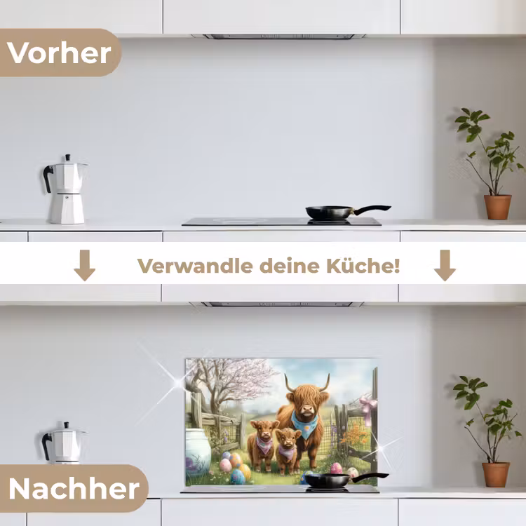 Schotsehooglanders - Paaseieren - Lente keuken achterwand spatscherm klein -voor_na_DE