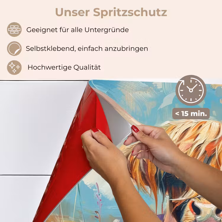 Schotse hooglander - Natuur - Kleurrijk - Bloemen keuken achterwand spatscherm klein -spatscherm_DE