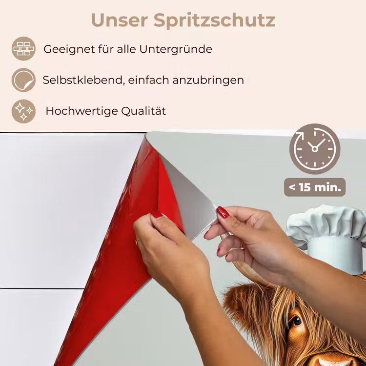 Schotse Hooglander - Bruin - Hoorns - Kokskleding keuken achterwand spatscherm klein -spatscherm_DE