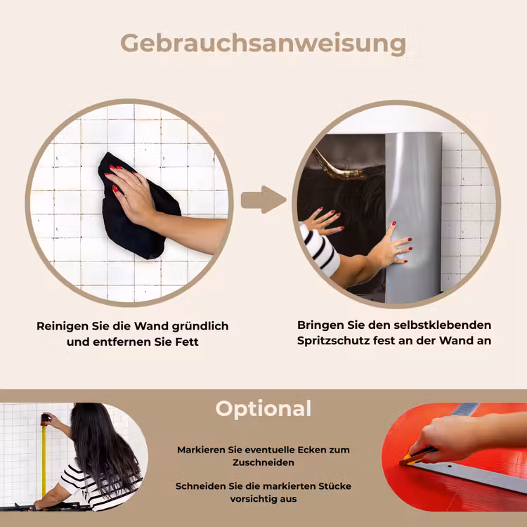 Schotse hooglander - Goud - Koebel - Hoorns - Dieren keuken achterwand spatscherm klein -gebruiksaanwijzing_DE