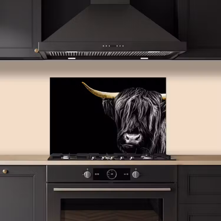 Schotse hooglander - Goud - Vacht - Dieren - Koe keuken achterwand spatscherm klein -sfeer1