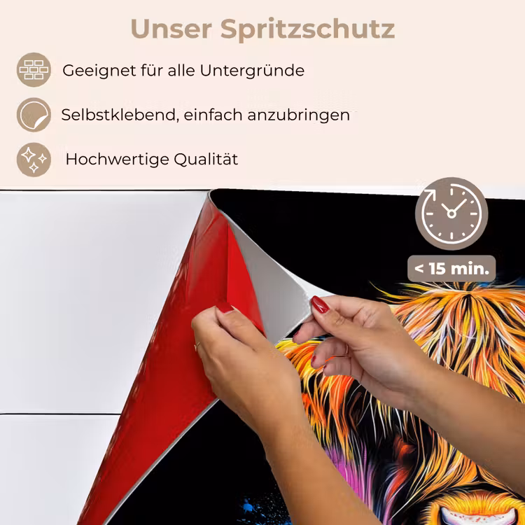 Schotse Hooglander - Graffiti - Kleurrijk - Bloem - Dieren keuken achterwand spatscherm klein -spatscherm_DE