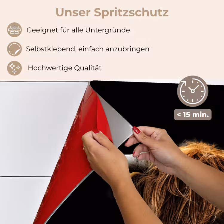 Schotse Hooglander - Horens - Zwart - Dieren - Natuur - Wild - Koe keuken achterwand spatscherm klein -spatscherm_DE