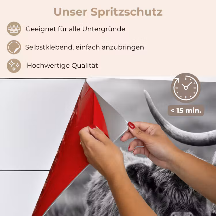 Schotse hooglander - Kalf - Zwart - Wit keuken achterwand spatscherm klein -spatscherm_DE