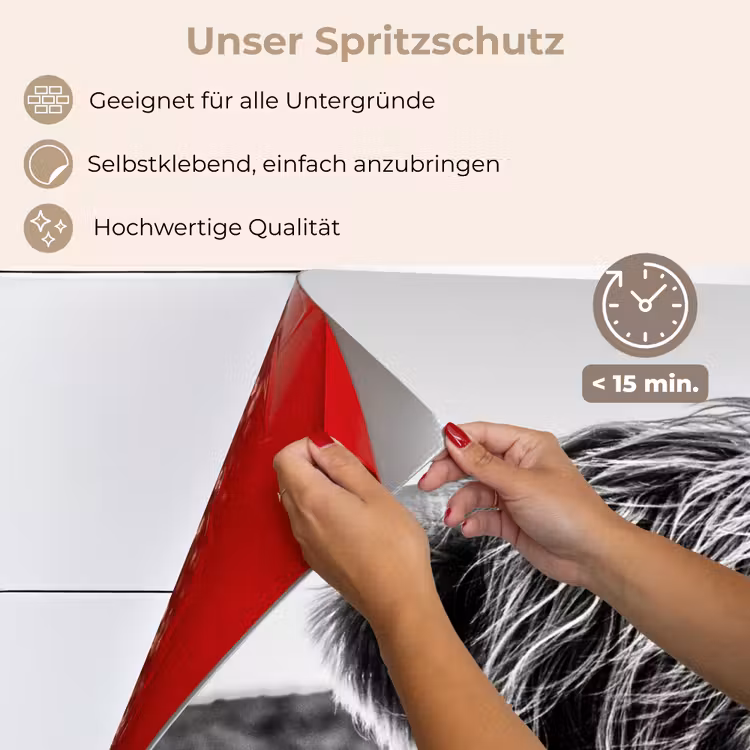 Schotse hooglander - Close up - Horens - Vacht - Zwart Wit keuken achterwand spatscherm klein -spatscherm_DE