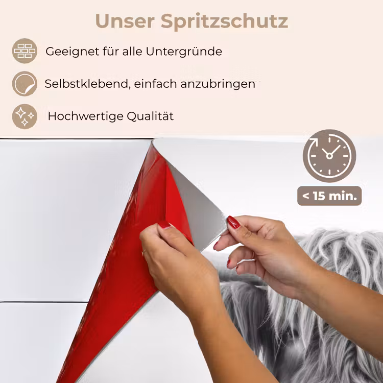 Schotse hooglander - Mist - Zwart - Wit keuken achterwand spatscherm klein -spatscherm_DE