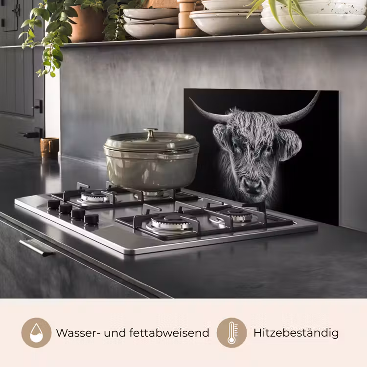 Schotse hooglander - Zwart - Koe - Dieren keuken achterwand spatscherm klein -usp_DE