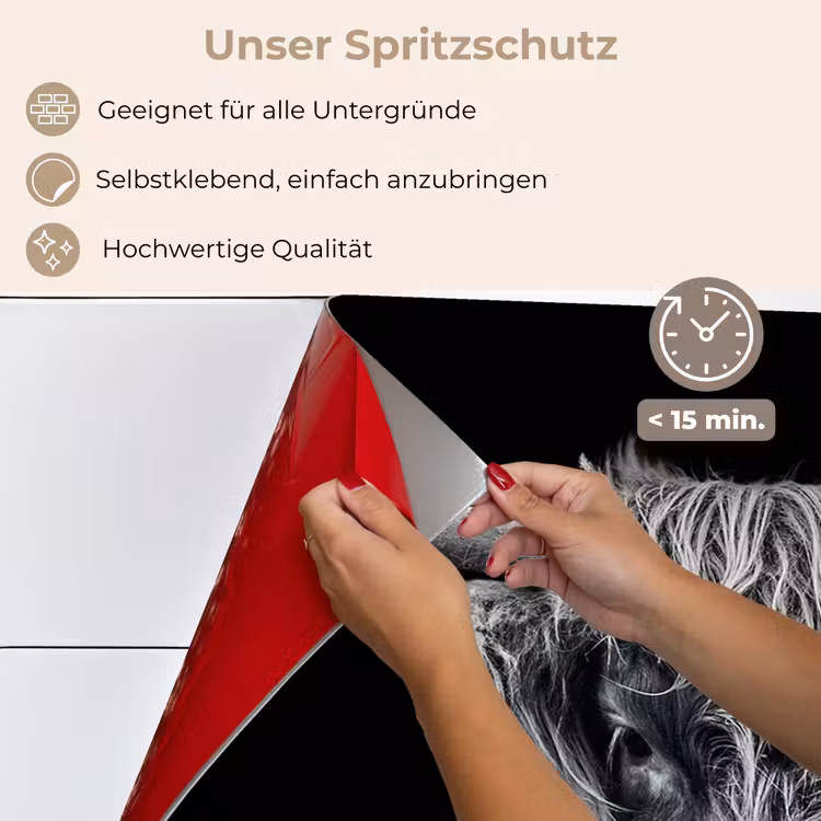 Schotse hooglander - Zwart - Koe - Dieren keuken achterwand spatscherm klein -spatscherm_DE