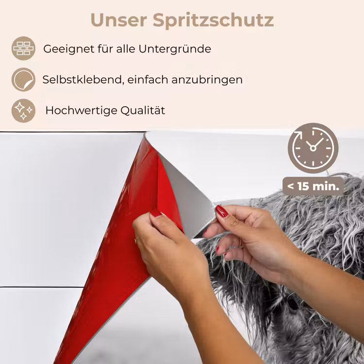 Schotse hooglander - Zwart - Wit - Gras keuken achterwand spatscherm klein -spatscherm_DE
