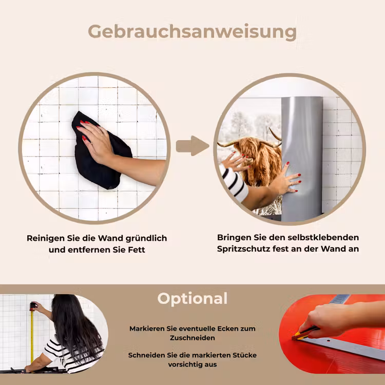 Schotse hooglander - Koe - Natuur - Winter keuken achterwand spatscherm klein -gebruiksaanwijzing_DE
