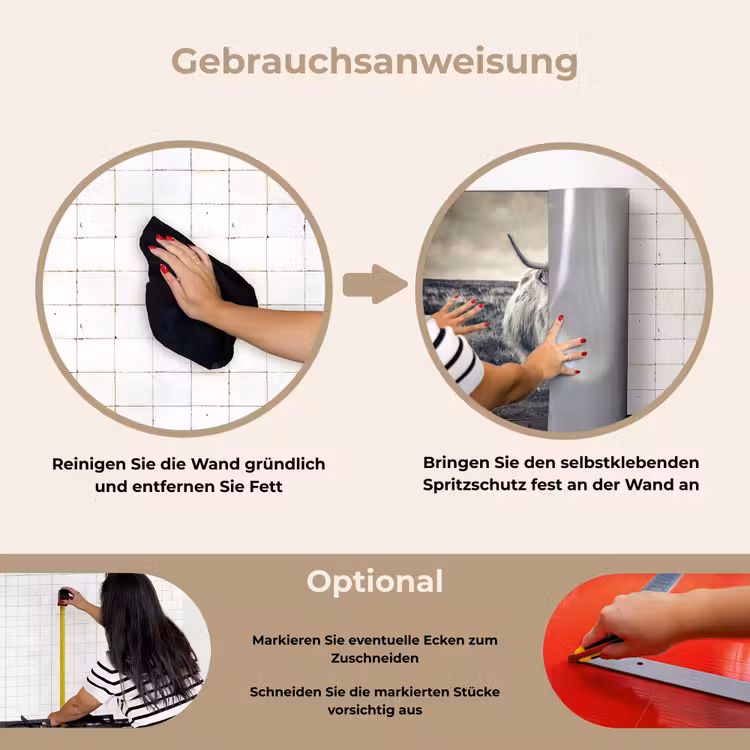 Schotse hooglander - Dieren - Wolken - Koe - Natuur keuken achterwand spatscherm klein -gebruiksaanwijzing_DE