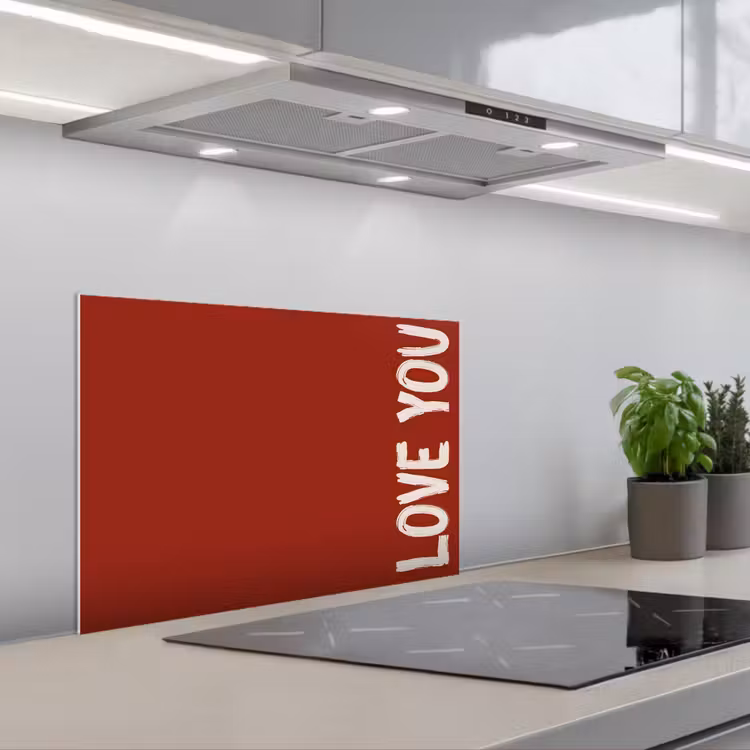Schuin - Loveyou - Rood keuken achterwand spatscherm klein -3d_schuin