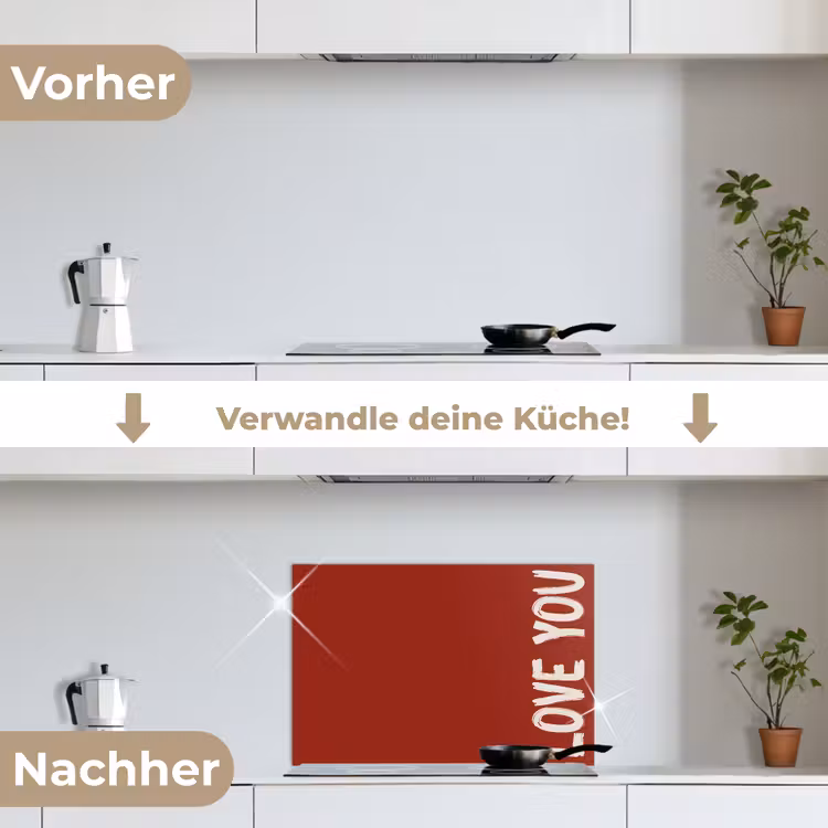 Schuin - Loveyou - Rood keuken achterwand spatscherm klein -voor_na_DE