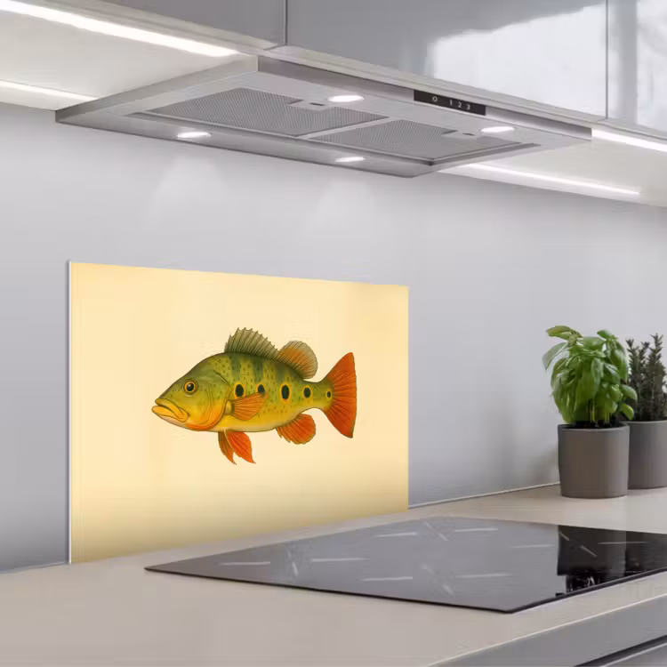 Schubben - Vis - Groen - Illustratie keuken achterwand spatscherm klein -3d_schuin