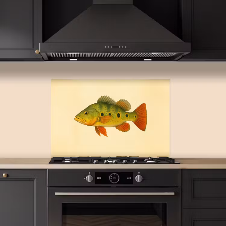 Schubben - Vis - Groen - Illustratie keuken achterwand spatscherm klein -sfeer1