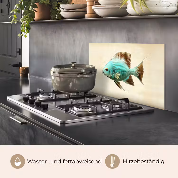 Schubben - Vis - Mint - Minimalistisch keuken achterwand spatscherm klein -usp_DE