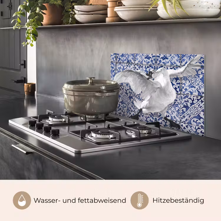 Zwaan - Kunst - Delfts blauw - Schilderij - Oude meesters keuken achterwand spatscherm klein -usp_DE