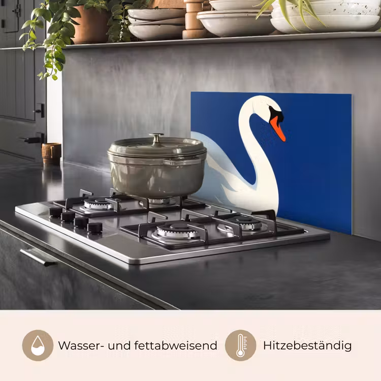 Zwaan - Wit - Snavel - Illustratie keuken achterwand spatscherm klein -usp_DE