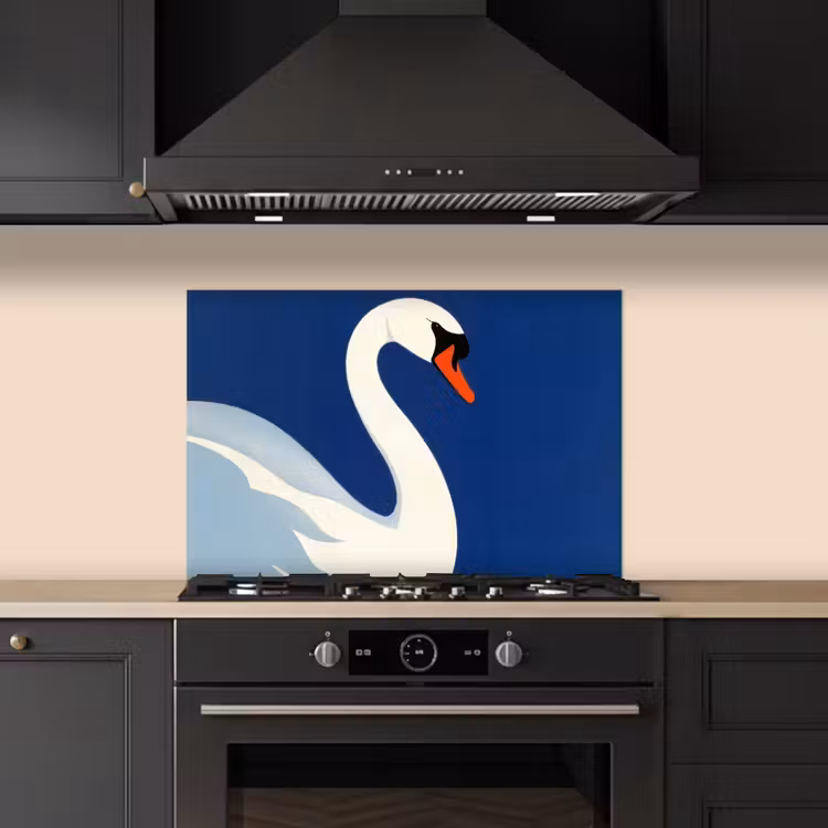 Zwaan - Wit - Snavel - Illustratie keuken achterwand spatscherm klein -sfeer1