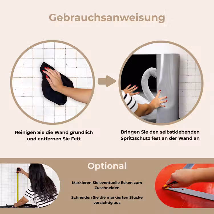 Zwanen - Hart - Zwart - Wit keuken achterwand spatscherm klein -gebruiksaanwijzing_DE