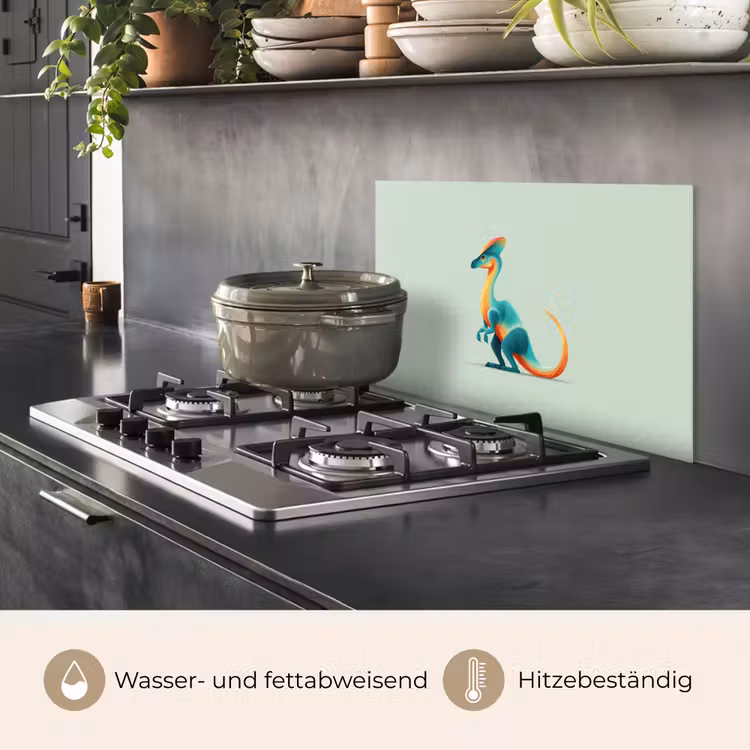 Staart - Dino - Minimalistisch - Blauw keuken achterwand spatscherm klein -usp_DE