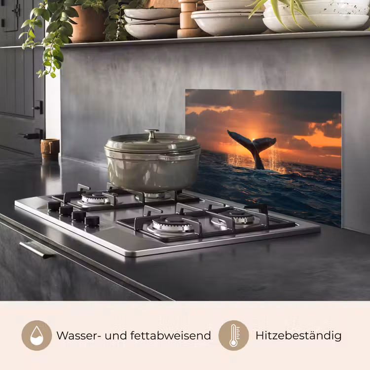 Walvis staart - Water - Zonsondergang keuken achterwand spatscherm klein -usp_DE