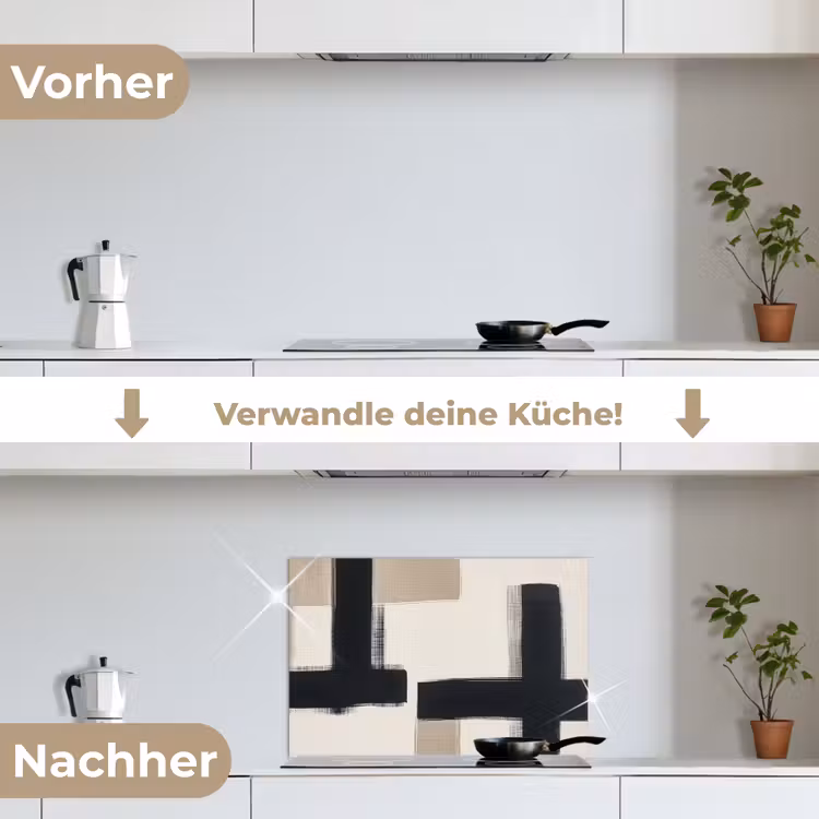 Zwart - Abstract - Japandi keuken achterwand spatscherm klein -voor_na_DE