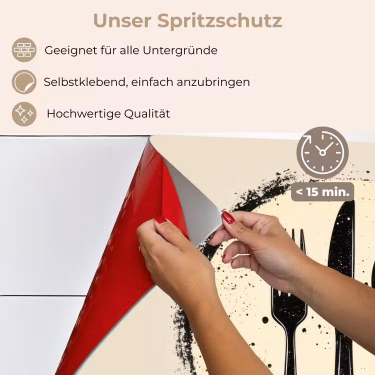 Zwart - Bestek - Rondje keuken achterwand spatscherm klein -spatscherm_DE