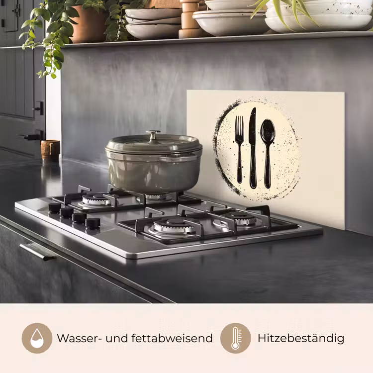 Zwart - Bestek - Rondje keuken achterwand spatscherm klein -usp_DE