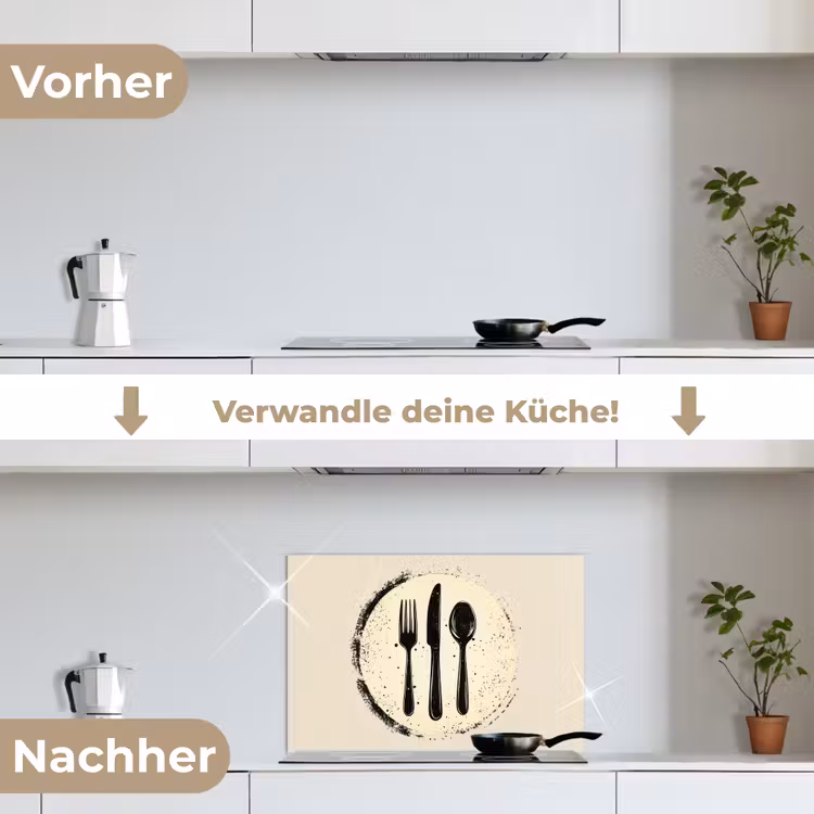 Zwart - Bestek - Rondje keuken achterwand spatscherm klein -voor_na_DE