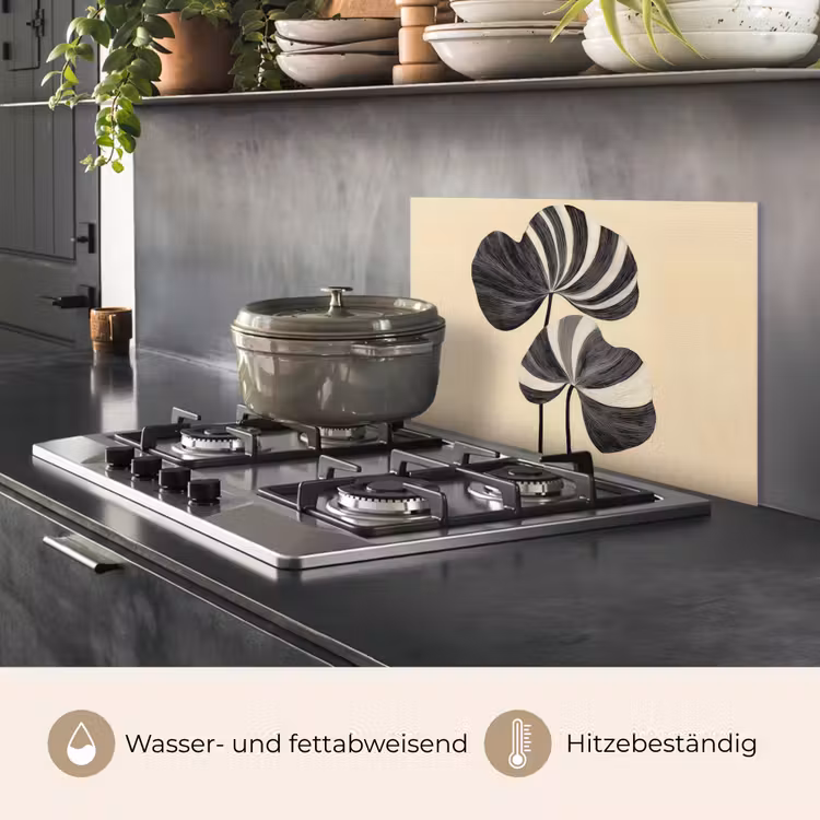 Zwart - Bladeren - Strepen - Minimalistisch keuken achterwand spatscherm klein -usp_DE