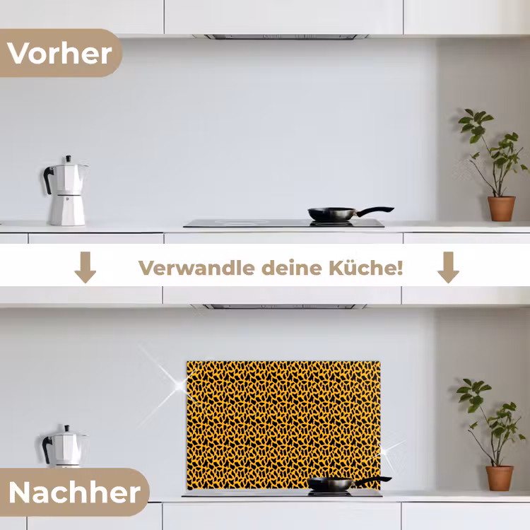 Zwart - Vlekken - Oranje - Dier keuken achterwand spatscherm klein 900 -voor_na_DE
