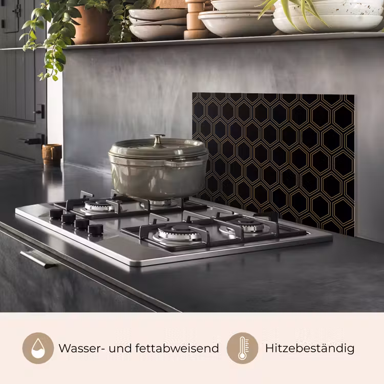 Zwart - Goud - Zeshoek keuken achterwand spatscherm klein 900 -usp_DE
