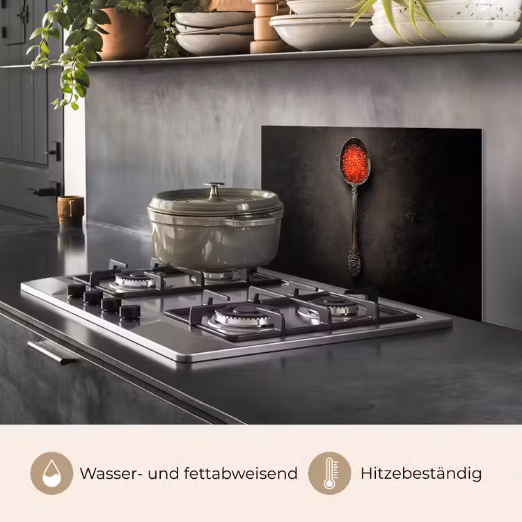 Zwart - Lepel - Caviar keuken achterwand spatscherm klein -usp_DE