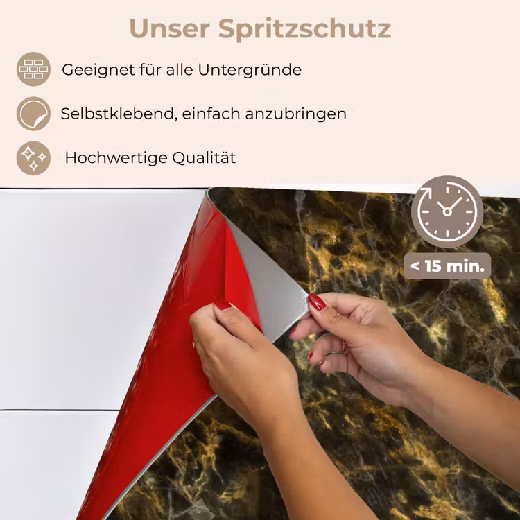 Zwart - Marmer - Goud keuken achterwand spatscherm klein 900 -spatscherm_DE