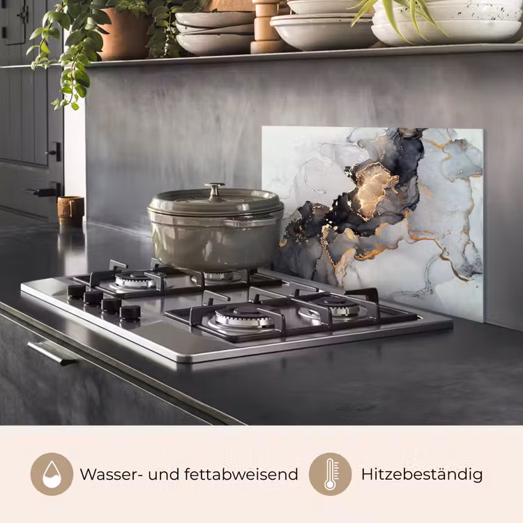 Zwart - Marmer - Luxe - Goud keuken achterwand spatscherm klein -usp_DE