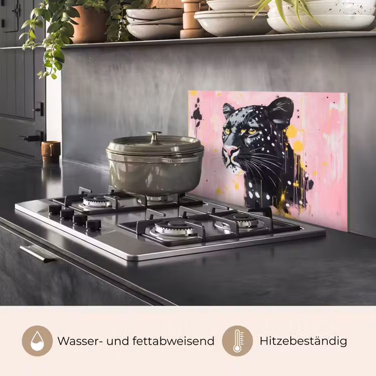 Zwart - Panter - Roze - Abstract keuken achterwand spatscherm klein -usp_DE
