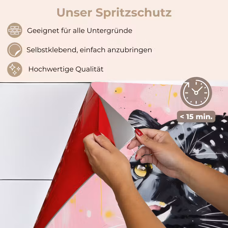 Zwart - Panter - Roze - Abstract keuken achterwand spatscherm klein -spatscherm_DE